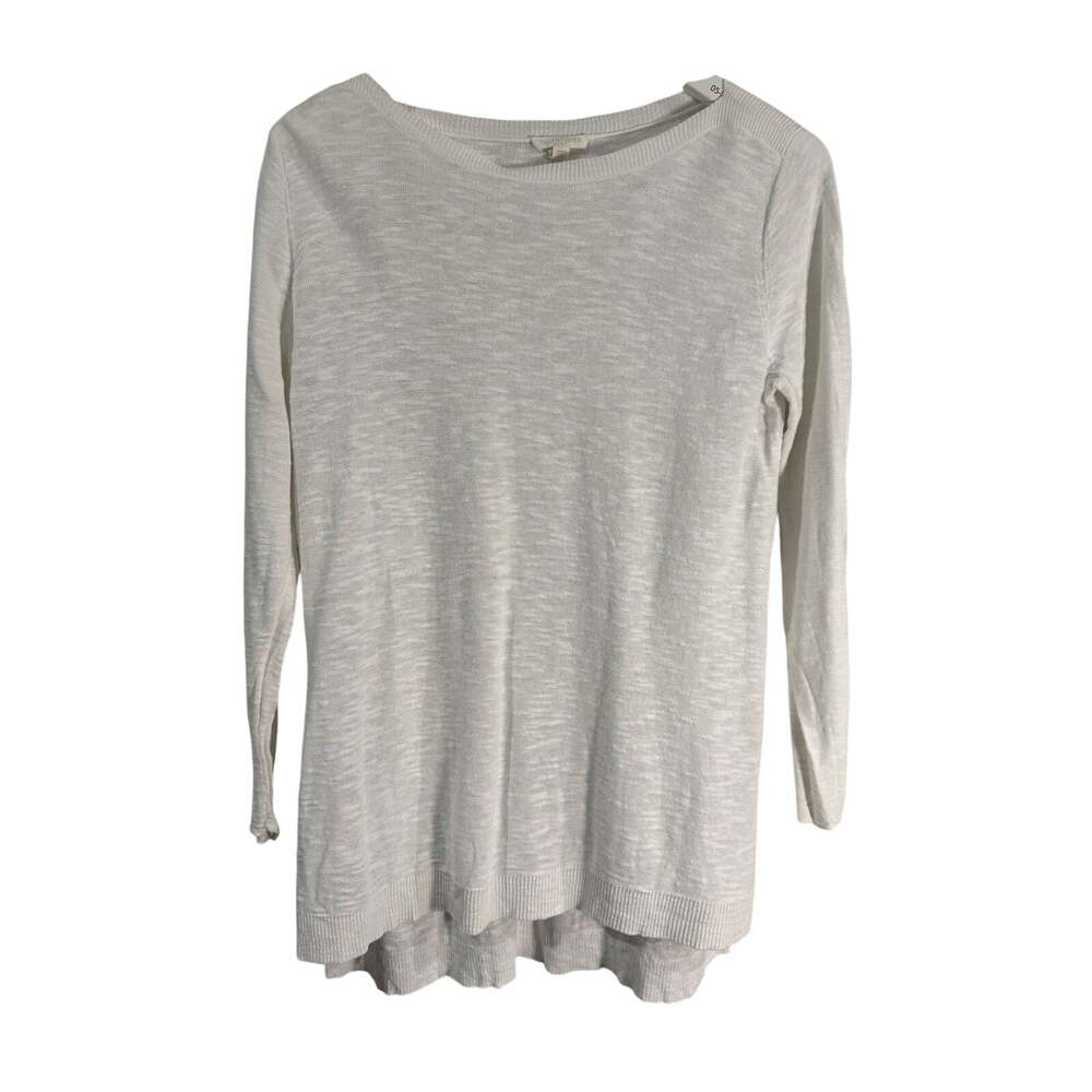 Eileen Fisher White Linen Blend Blouse Petite Large